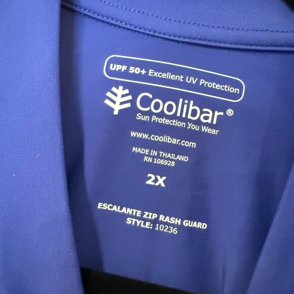Coolibar Women's Escalante Zip Rash Guard Swim Top Blue UPF 50 Plus Size 2X NEW - Picture 5 of 10